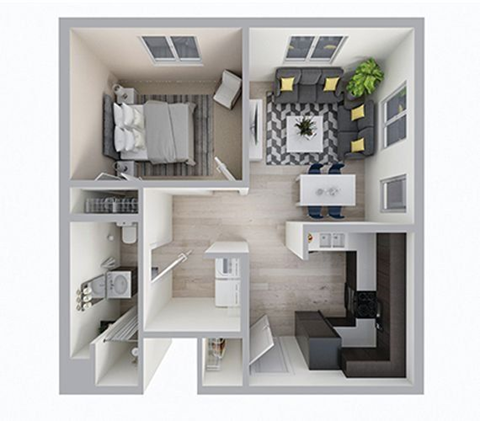 1 Bedroom Floor Plan at Union at 16th, Indianapolis, IN