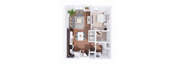 1 Bed 1 Bath Floor Plan at Union at Crescent, Indiana, 47404
