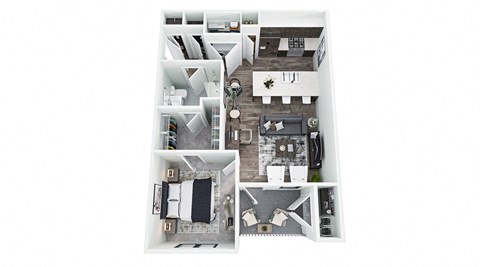 1 bed Floor Plan at Union at Wiley, Cedar Rapids, IA, 52404