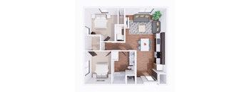 2 Bed 2 Bath Floor Plan at Union at Crescent, Bloomington, IN 47404