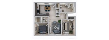2 bed 2 bath Floor Plan at Union at 16th, Indiana