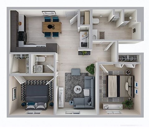 2 bed 2 bath Floor Plan at Union at 16th, Indiana