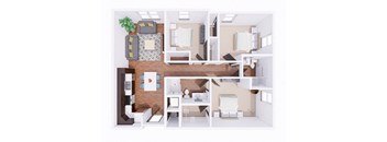 3 Bed 2 Bath Floor Plan at Union at Crescent, Bloomington, 47404