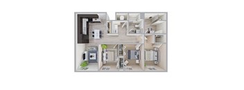 3 bed 2 bath Floor Plan at Union at 16th, Indiana, 46222