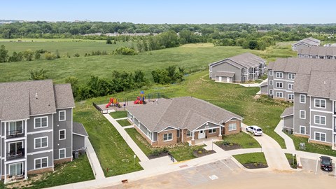 Aerial Building Exterior View at Union at the Loop, Lawrence, KS, 66046