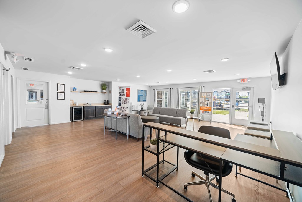 leasing office space with couches and tables  at Union at Wiley, Iowa, 52404