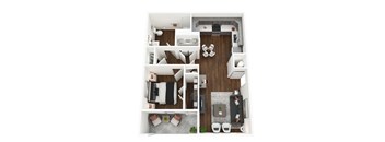 1 Bedroom floorplan at Union at Bluffs Run, Council Bluffs, IA