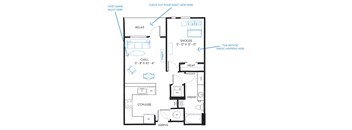 1 bed 1 bath A1A Floor Plan at Regatta Sloans Lake, Colorado, 80204