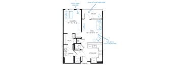 1 bed 1 bath A3B Floor Plan at Regatta Sloans Lake, Denver, 80204