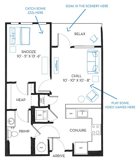 1 bed 1 bath A3B Floor Plan at Regatta Sloans Lake, Denver, 80204