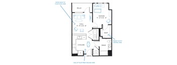 1 bed 1 bath A7 Floor Plan at Regatta Sloans Lake, Denver, CO 80204