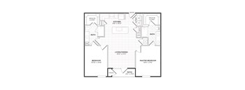 A black and white floor plan of a house with labeled rooms.