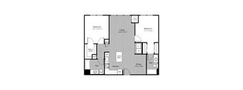 021012 plan of a 1 bedroom with 1 bath at Metro 303, Hempstead, 11550