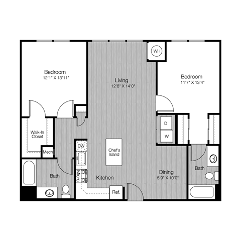 021012 plan of a 1 bedroom with 1 bath at Metro 303, Hempstead, 11550
