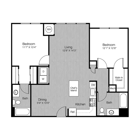 bedroom floor plan | the madison at ballston station at Metro 303, New York
