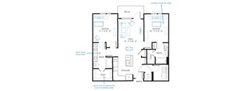 2 bed 2 bath B2B Floor Plan at Regatta Sloans Lake, Denver Colorado