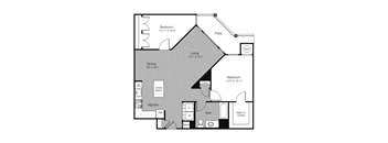 a floor plan of a 1 bedroom apartment with 1 bath at West 130, West Hempstead