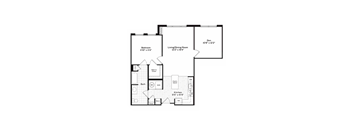 2 bed 1 bath Compass 2 Floor Plan at Harbor Pointe, Bayonne, NJ
