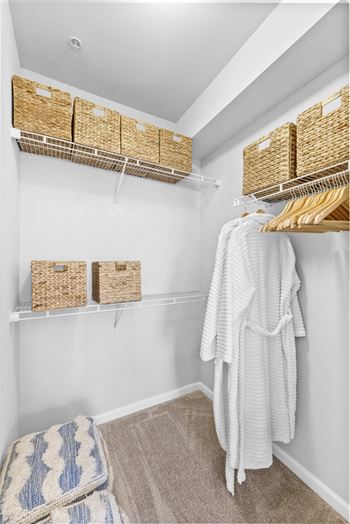 a walk in closet in a 555 waverly unit  at Harbor Pointe, Bayonne