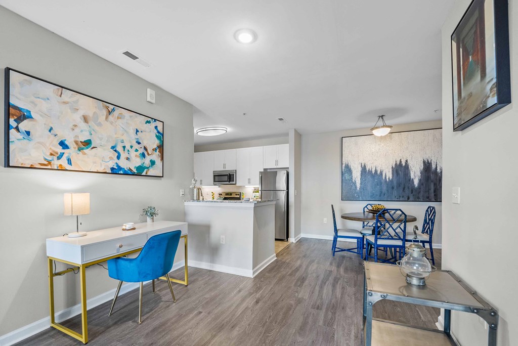 Living Room With Kitchen View Living Room With Kitchen View at The Lena, Raritan, New Jersey