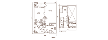 Two bedroom 2 bath floorplan with balcony at The Lena Apartments, Raritan, NJ
