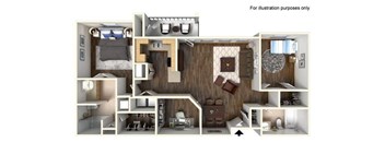B2 Floor Plan at The Laurel at Vintage Park 55+ Apartments, Tomball, TX