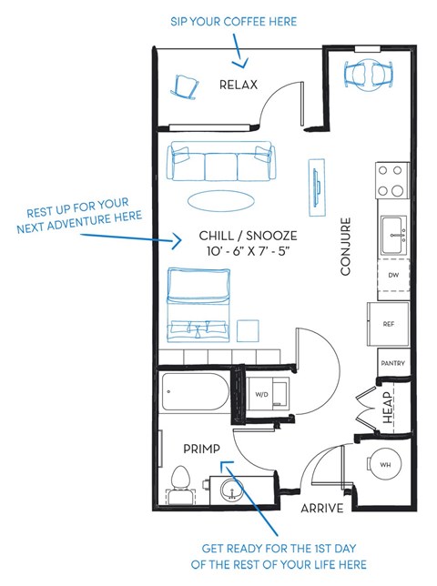 Studio 1 bath S2 Floor Plan at Regatta Sloans Lake, Denver, CO 80204