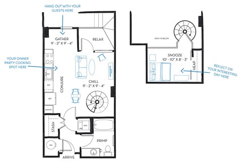 Studio 1 bath S3 Floor Plan at Regatta Sloans Lake, Denver, 80204