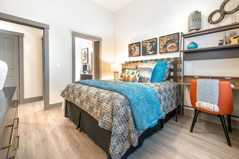 Bedroom With Desk at The Bridge at McKinney, Texas