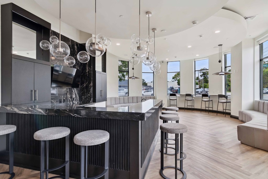 lounge and bar area at Metro 303 in Hempstead, New York