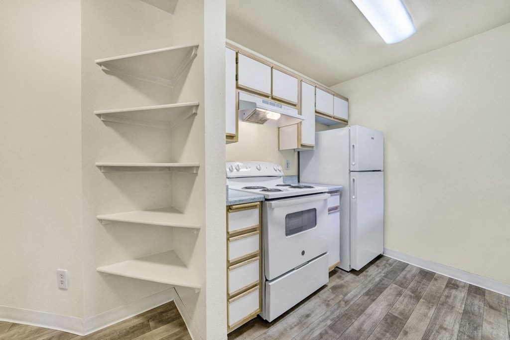 Kitchen With Storage Area at Hampton Park Apartments, Tigard, Oregon