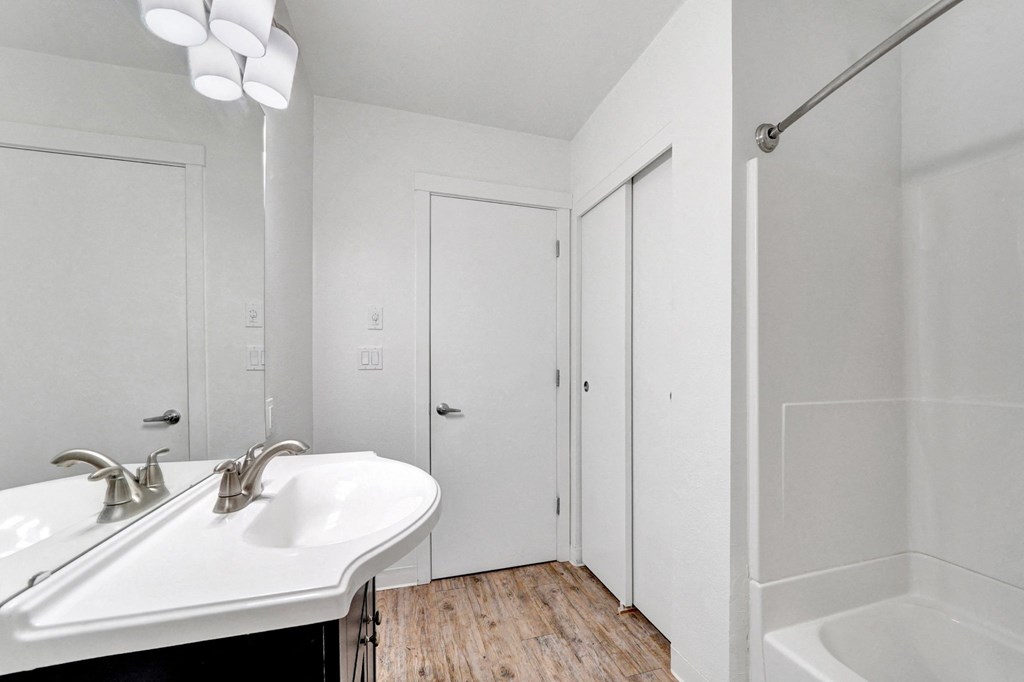 a bathroom with a sink and a bathtub