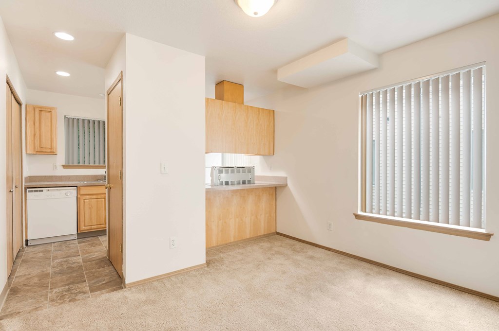 a kitchen and dining area
