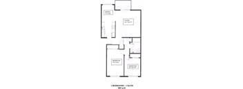 2 bedroom 1 bathroom floor plan