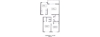 2 bedroom 2 bathroom Floorplan