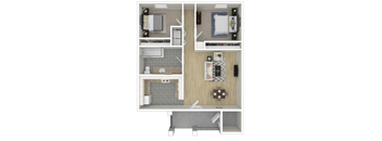 a floor plan of a two bedroom apartment at the flats at big tex apartments in san an