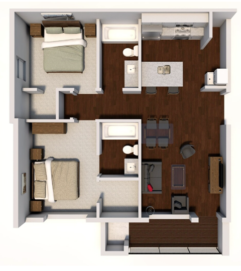 the bungalow floor plan with 1 bedroom and 1 bathroom