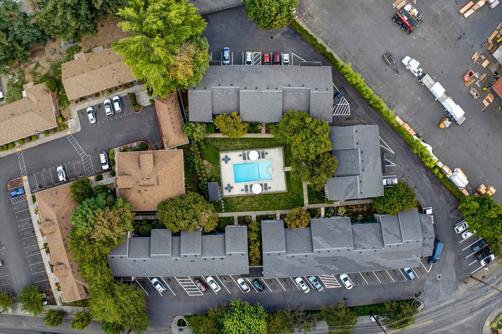 aerial view Sunset Station Apartments Portland Oregon 