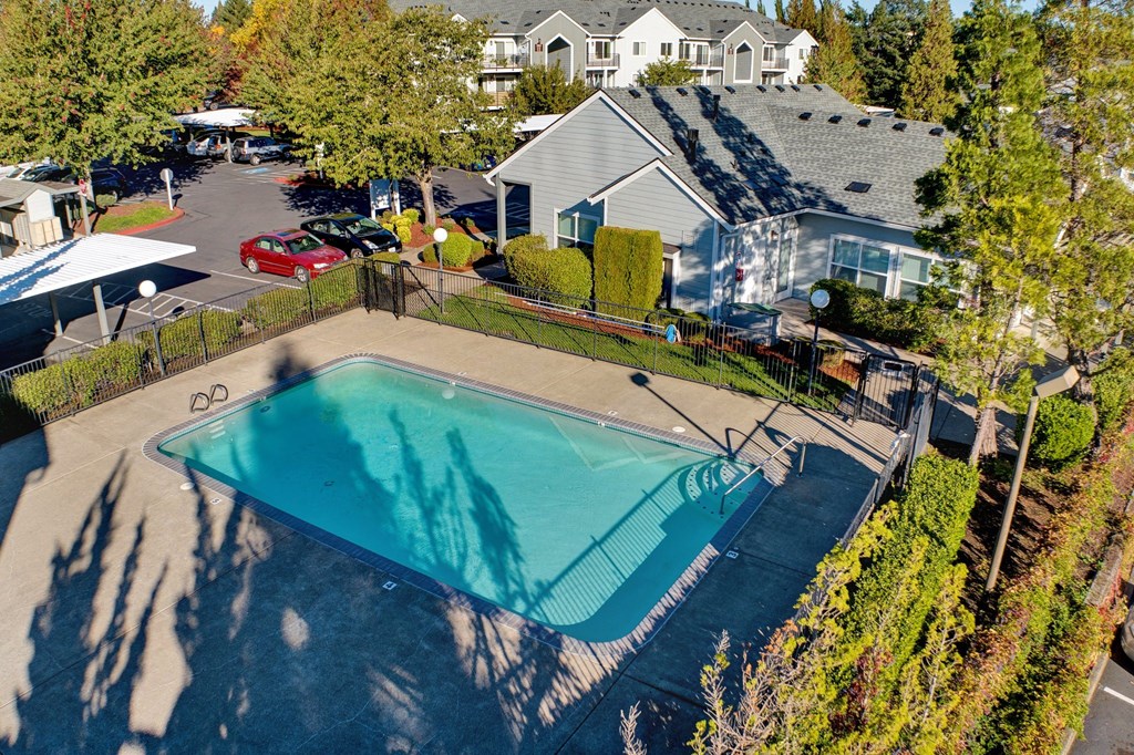 ariel view of pool Aloha Oregon Quatama Village Apartments 