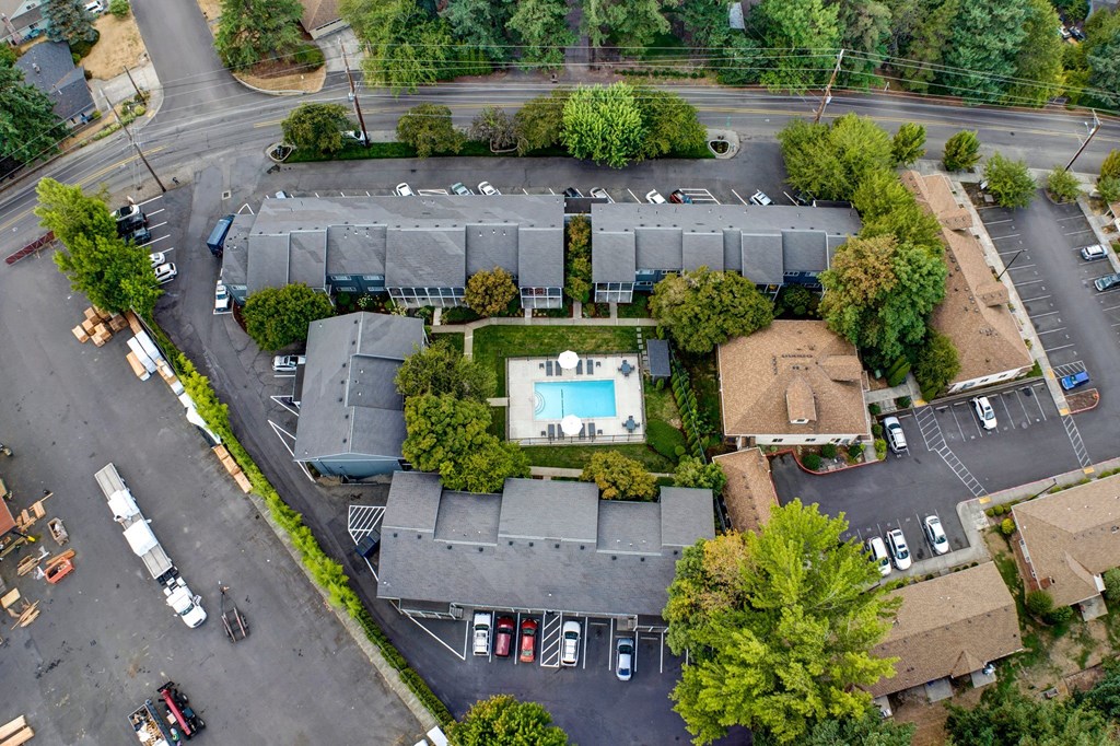 aerial view Sunset Station Apartments Portland Oregon 