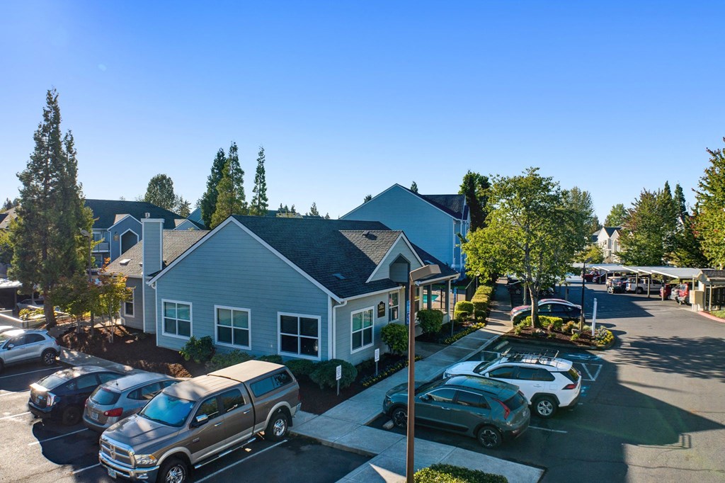 side view exterior of clubhouse Aloha Oregon Quatama Village Apartments 
