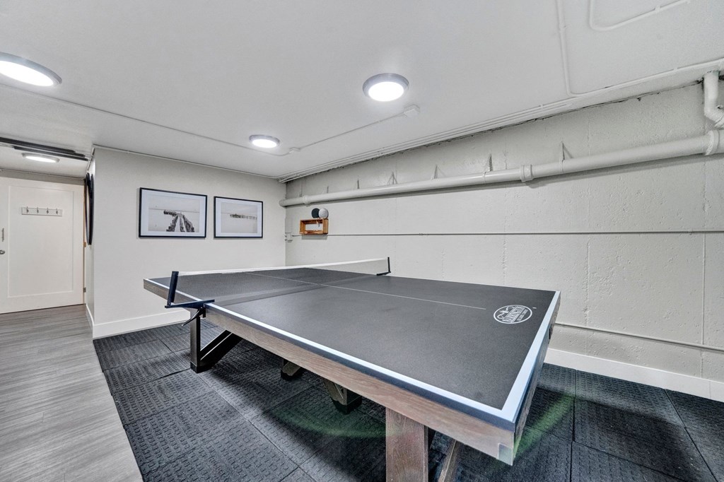 a recreation room with a ping pong table Sunset Station Apartments Portland Oregon 