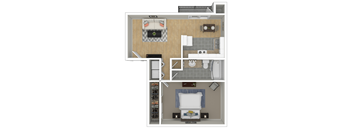a floor plan of a one bedroom apartment with a bathroom and a balcony