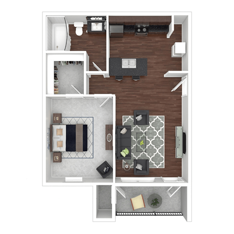 a floor plan of a 1 bedroom apartment at the residences at silver hill in suitland,