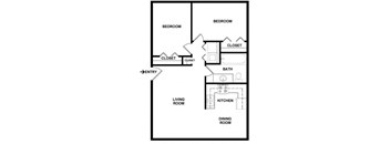 Bristol Court Apartments Milwaukie Oregon a floor plan of a two bedroom one bathroom apartment