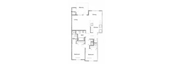 2 Bedroom, 2 Bathroom Floor Plan