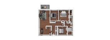 a floor plan of a furnished three bedroom apartment
