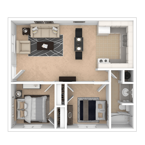 a floor plan of our studio apartments at university gardens