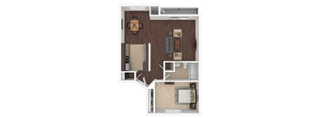 One bedroom one bathroom floorplan