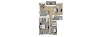 Two Bedroom Two bathroom floorplan
